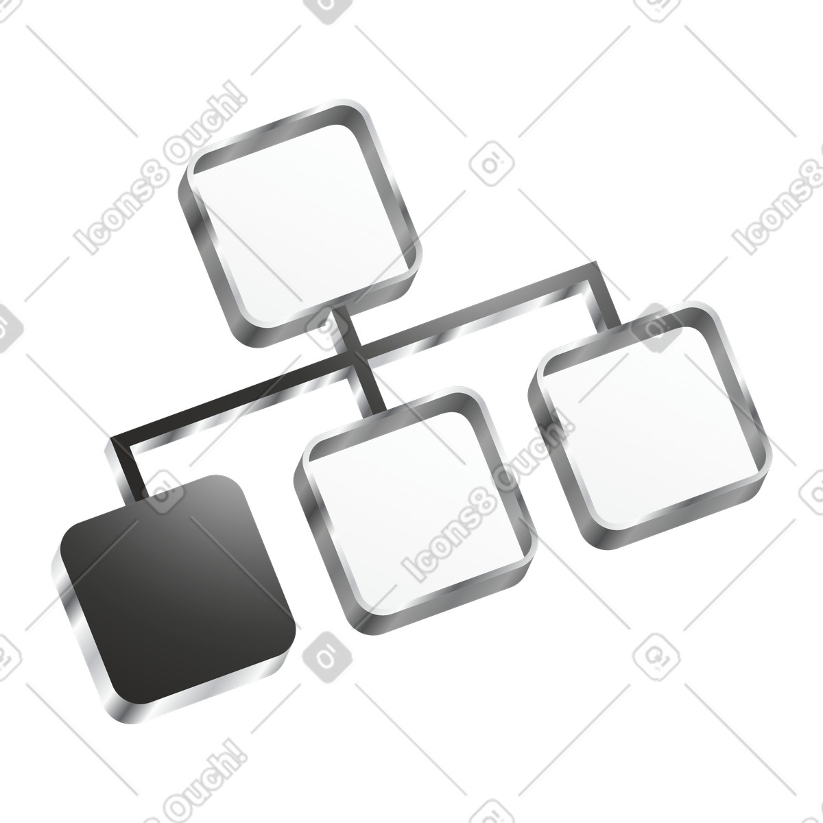 Block diagram with nodes linked, Blockchain infrastructure and fintech illustration in Token style download in PNG, SVG