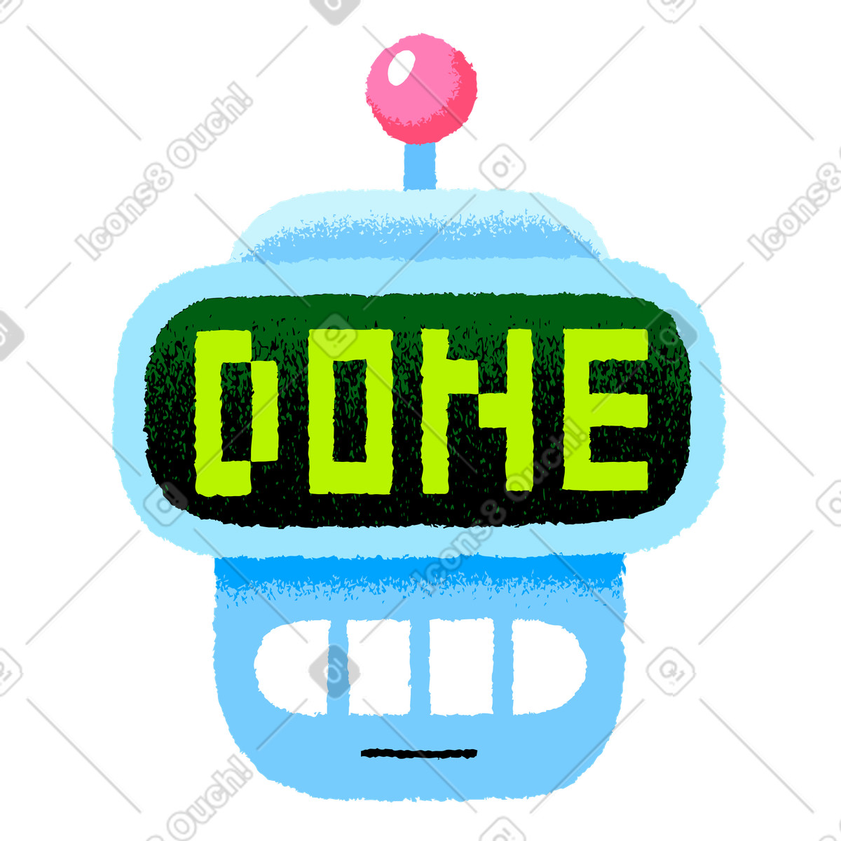 Robot with the word done on it illustration in PNG, SVG