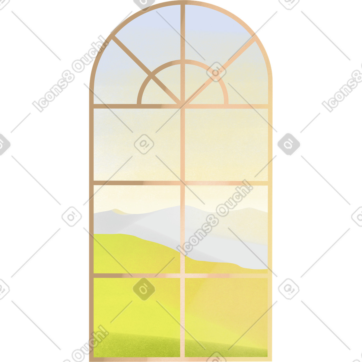 View from the window on mountains illustrazione in stile Shine scarica in PNG, SVG