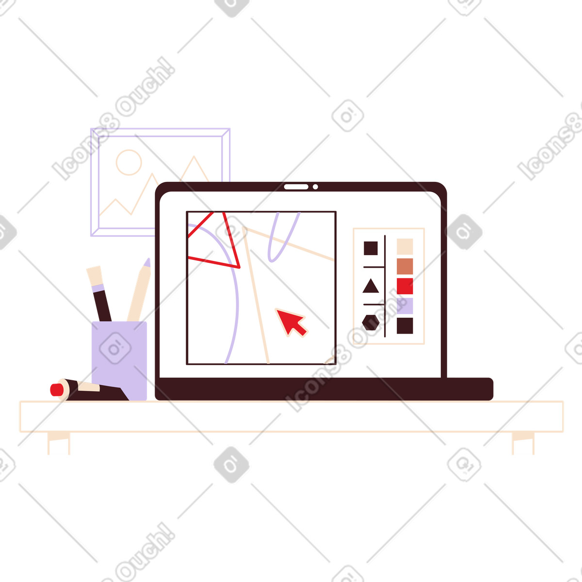Artist workspace  illustration in PNG, SVG