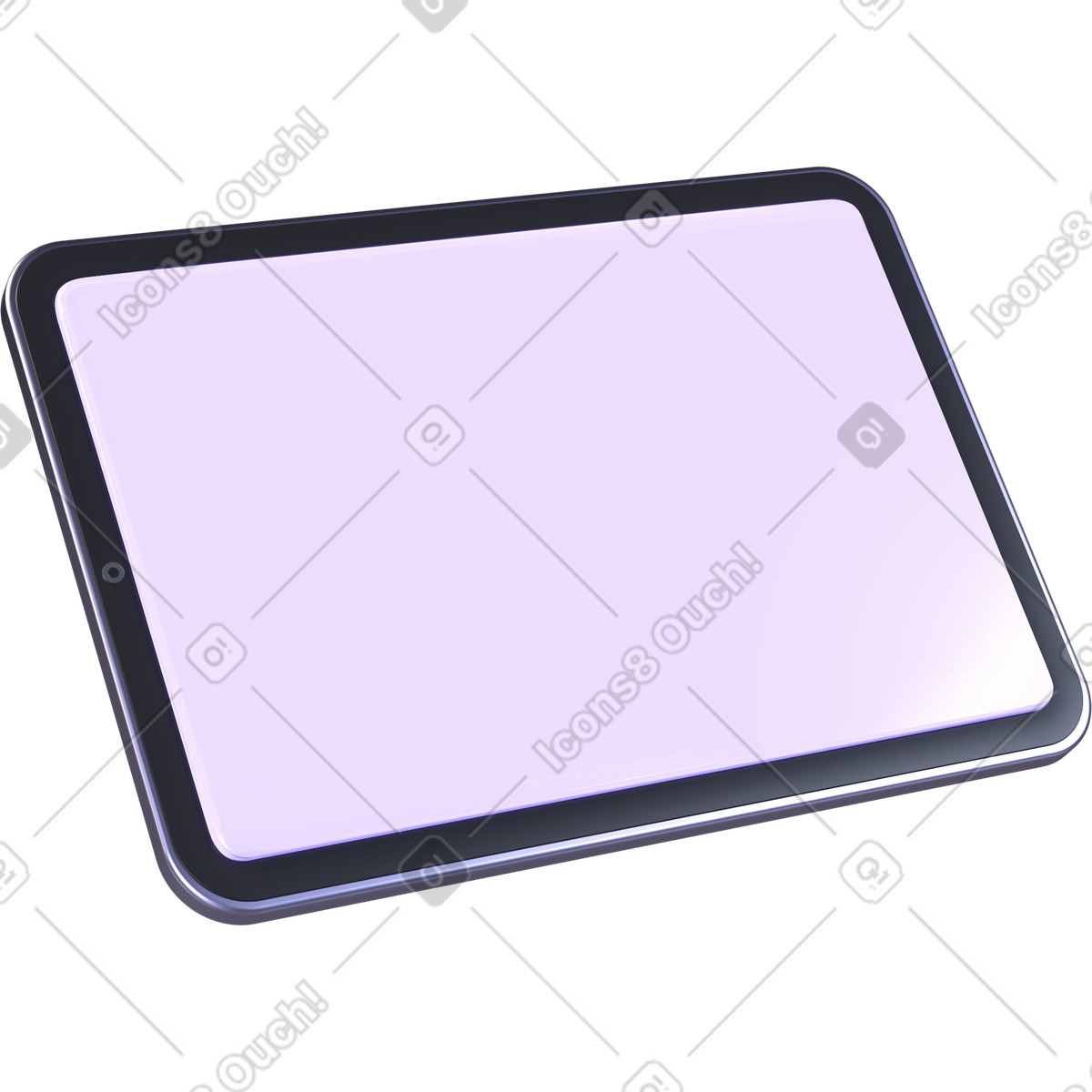 Side view of tablet illustration showcasing a digital display clipart in PNG SVG