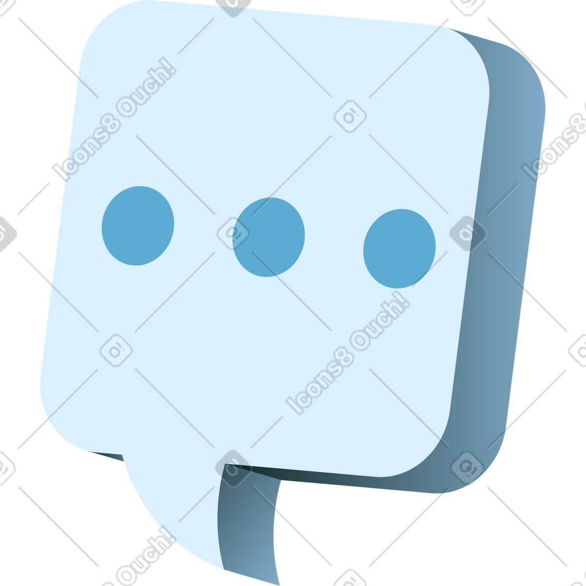Blue speech bubble with dots in isometry illustration Concept style download PNG, SVG