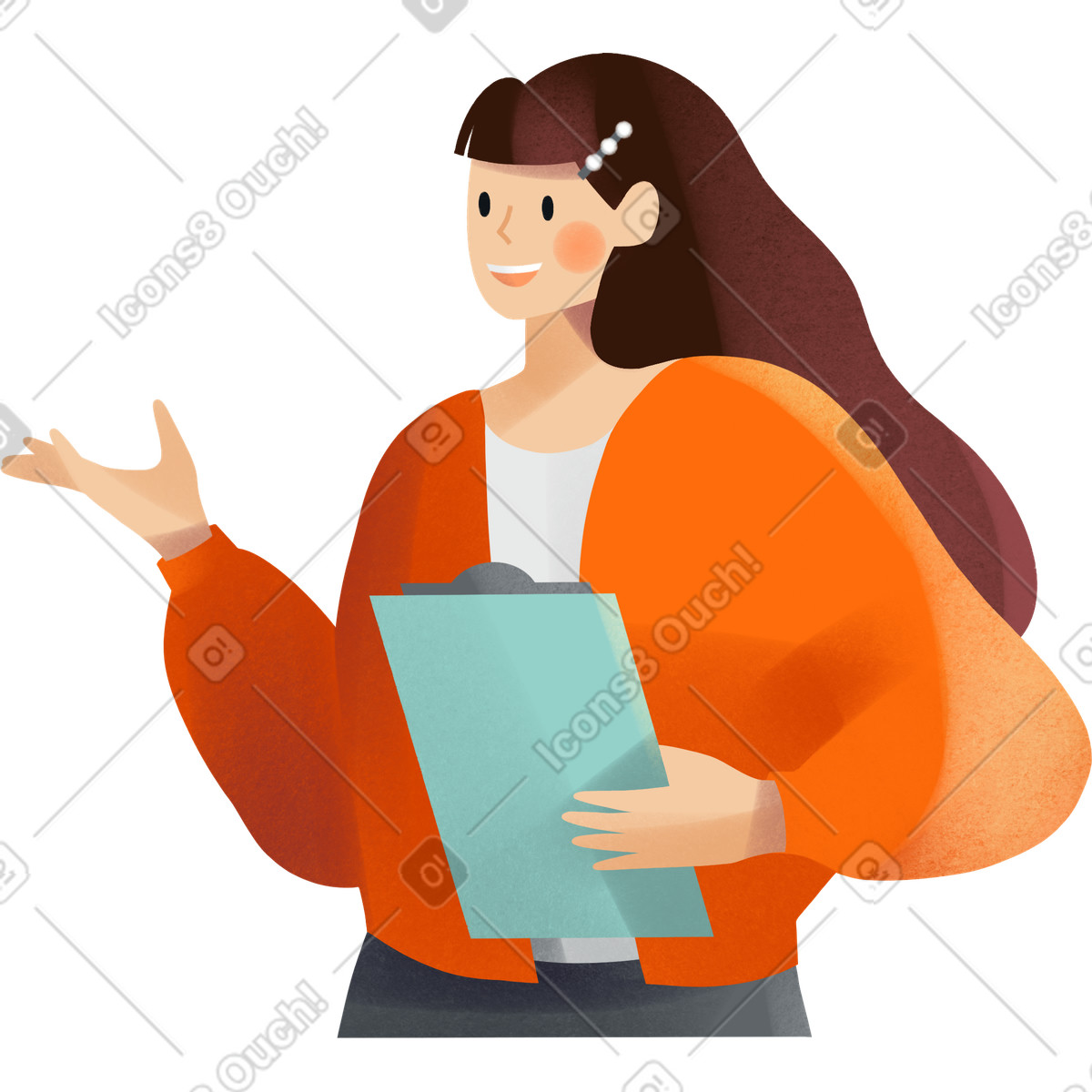 Ilustración Young woman is talking about something en estilo Shine a descargar en PNG y SVG
