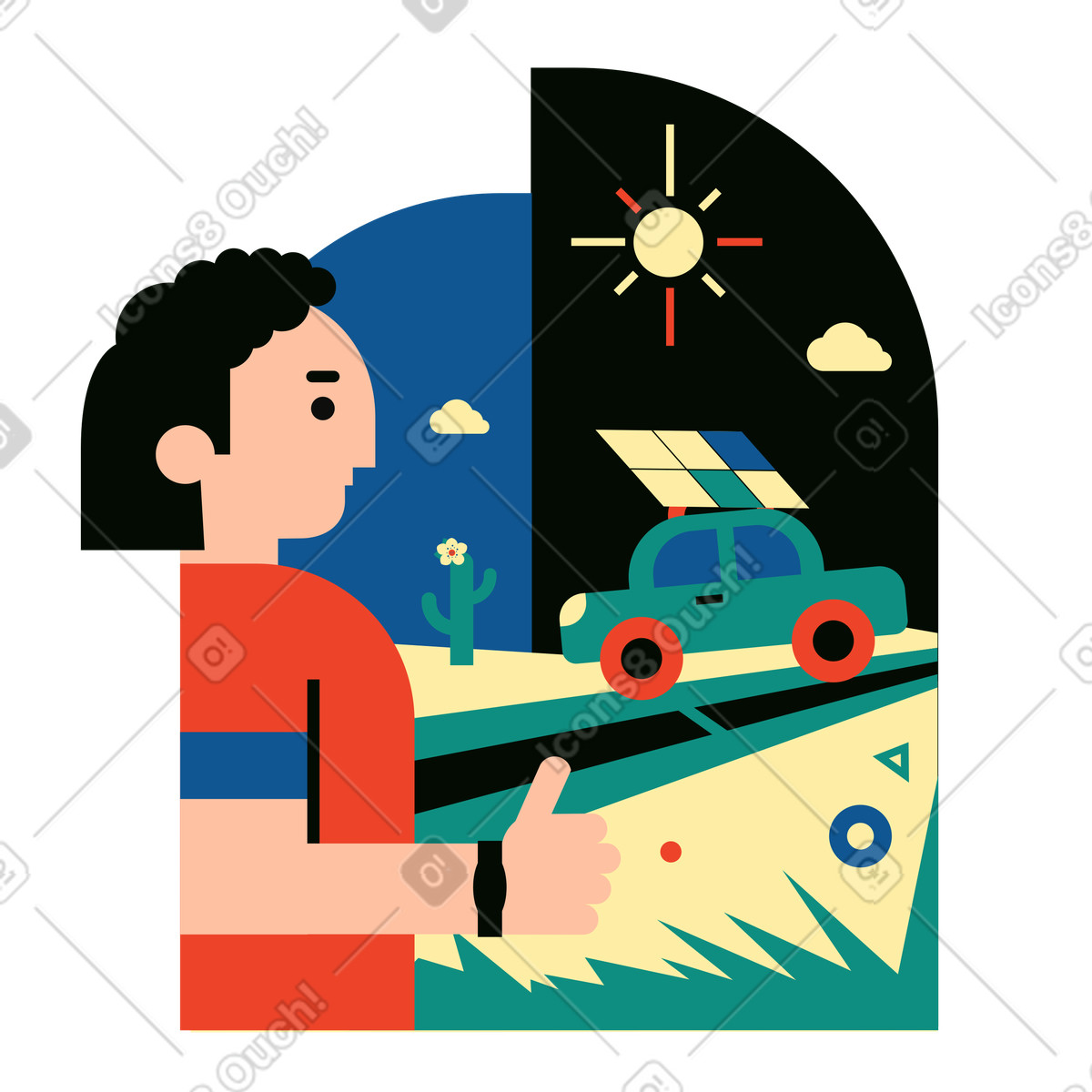 Solar panels for cars illustration in Polar style download in PNG, SVG