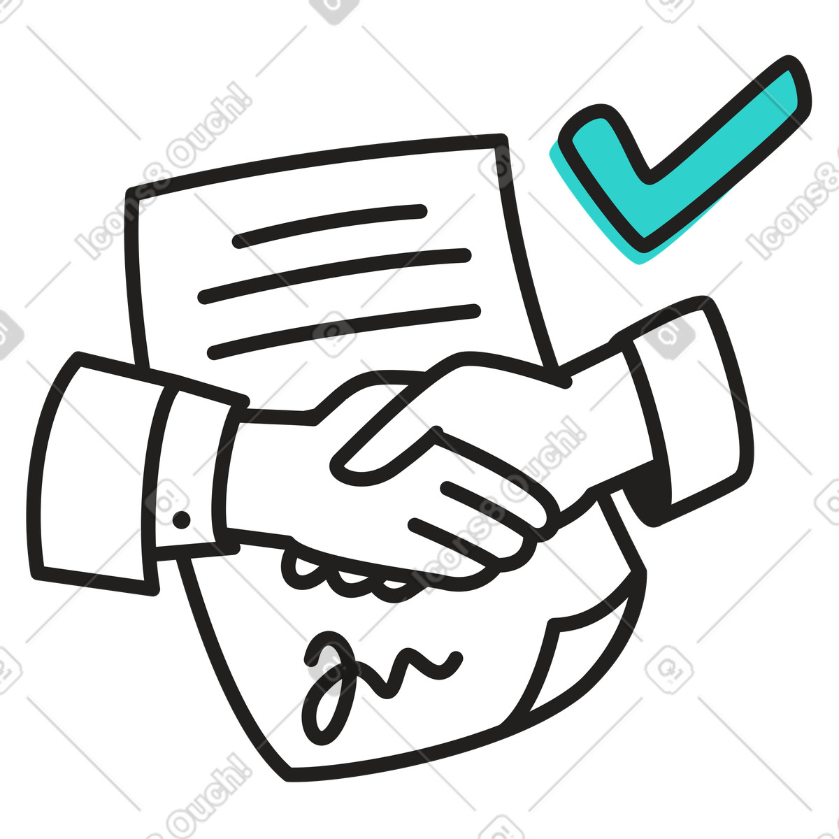 Partnership and signing a contract illustration in Little style download in PNG, SVG