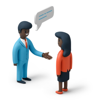 A man and woman having a conversation - 3D Flame style illustration