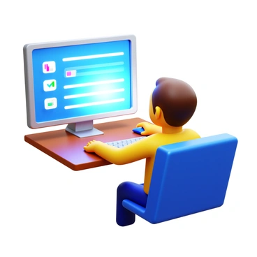 A person sitting at a desk, intently focused on a computer screen. The screen displays a video upload interface with visible "progress bars" moving from left to right. Several "upload icons" are clearly illustrated on the screen, indicating the status of various files. The person is using a mouse, ready to click and manage the upload process. Bright light from the computer illuminates their face, creating a sense of concentration and engagement in their task.