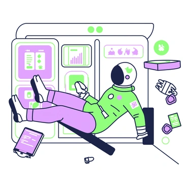 An astronaut is performing leg extensions in a zero-gravity environment inside a space station. The astronaut is wearing a space suit with visible patches and a helmet that reflects various lights. The legs are extended straight out, and the feet are positioned against a resistance machine designed for workouts in space. Surrounding the astronaut, there are floating tools and equipment, including a tablet displaying fitness data. The walls of the space station have panels with various controls and screens, reflecting the advanced technology used in space.