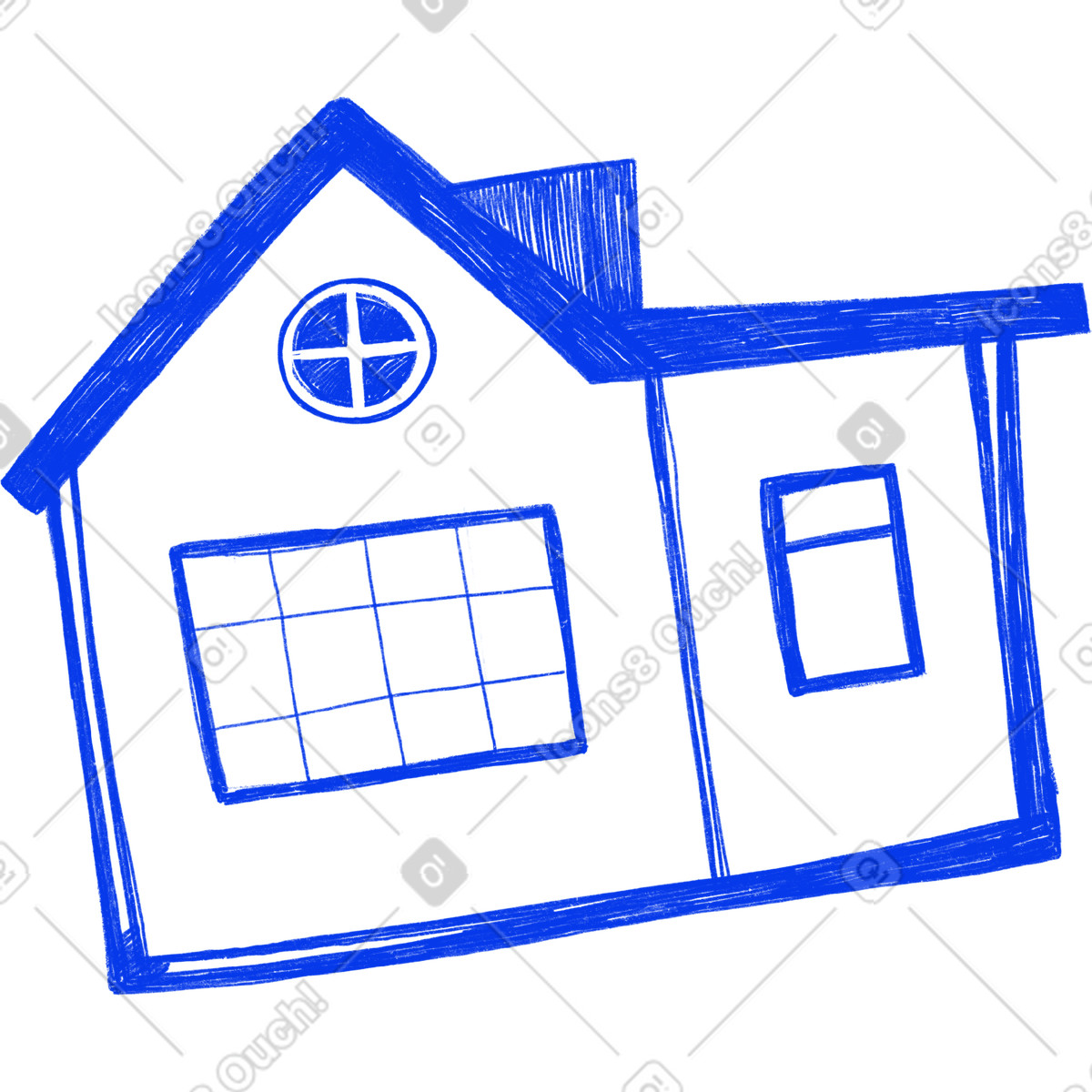 Illustration Blue big house dans le style Biro à télécharger aux formats PNG, SVG
