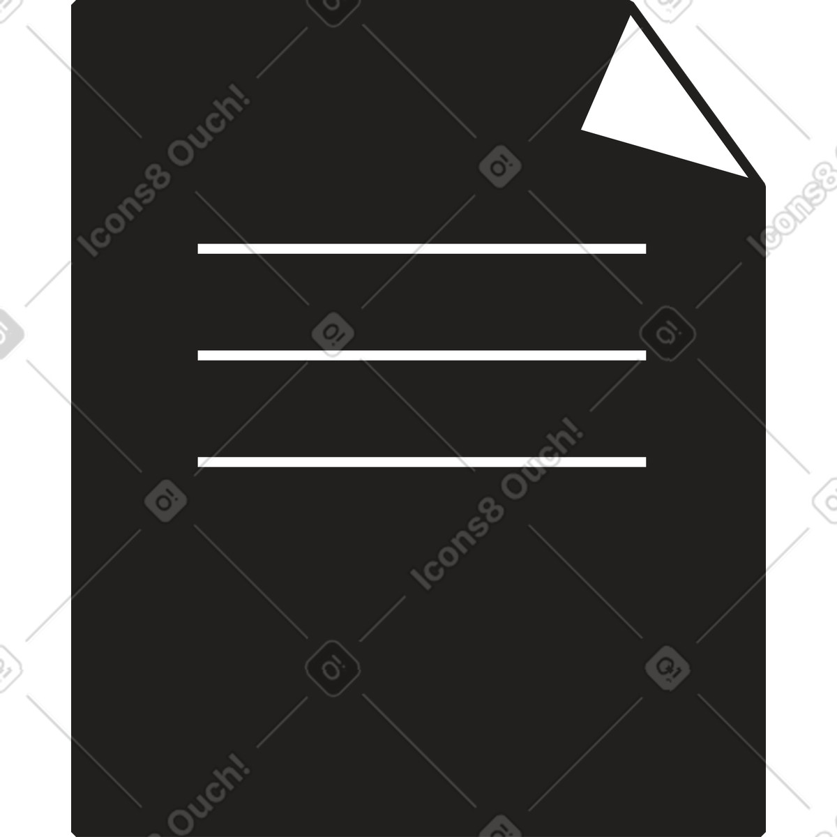 Illustration Feuille de papier avec texte et coin recourbé dans le style Dazzle Line à télécharger aux formats PNG, SVG