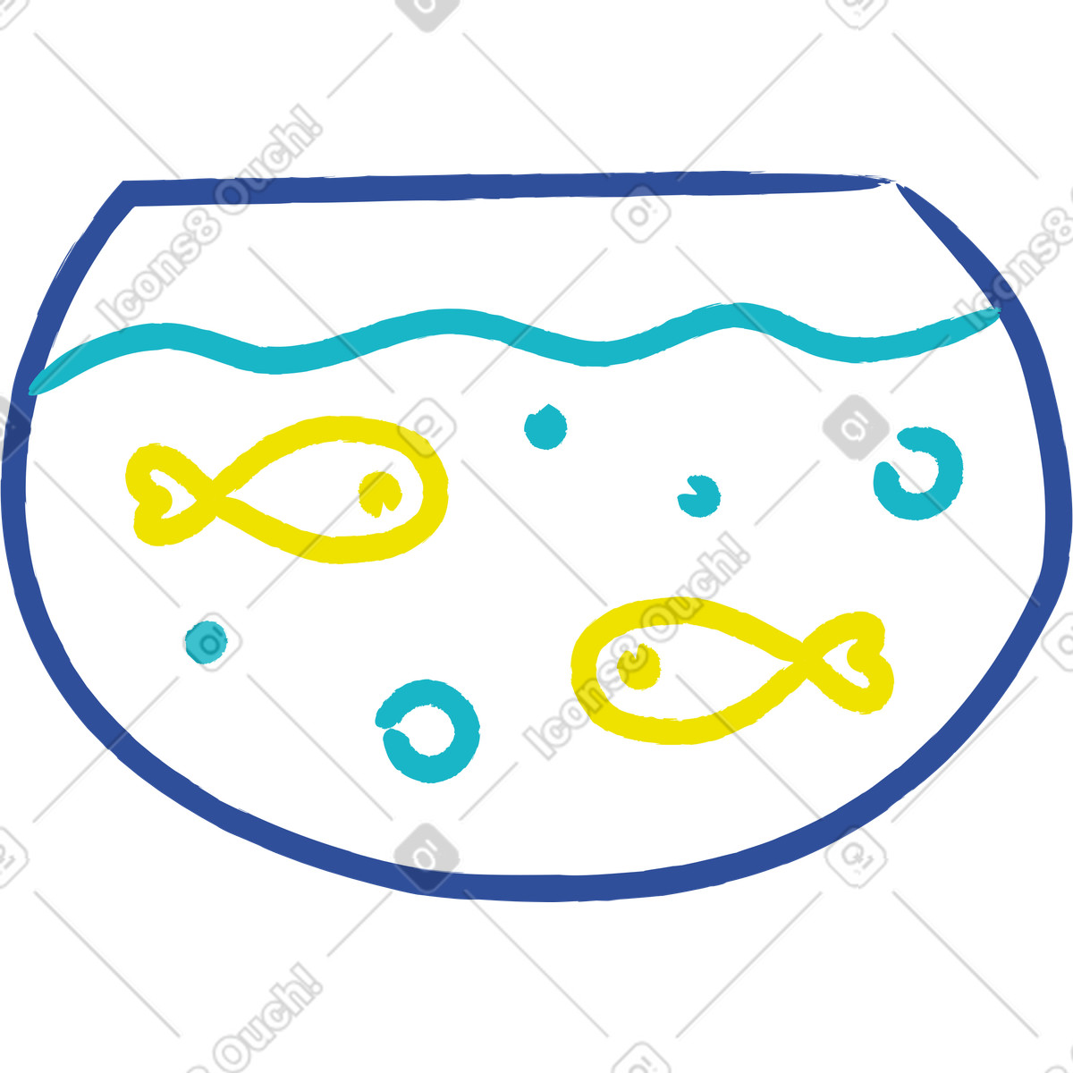 Aquarium mit fischen-Illustration im Lime-Stil als Download in PNG, SVG