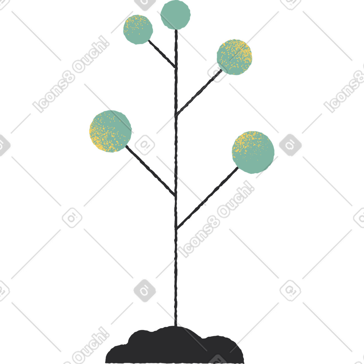Small tree illustration in Pablo style download in PNG, SVG