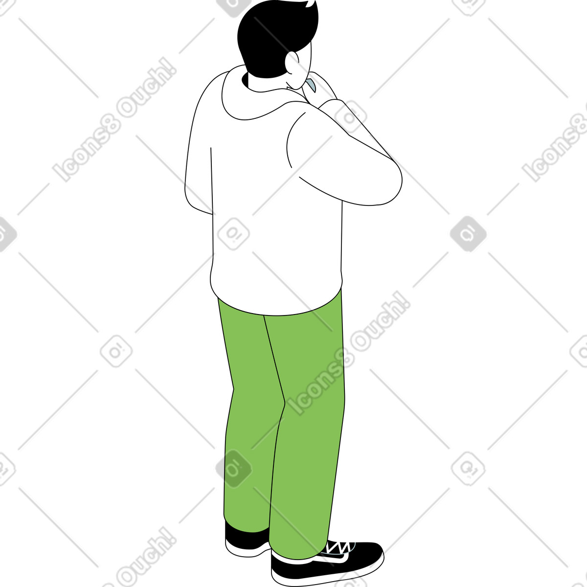 Back of standing man illustration in Isometric style download in PNG, SVG