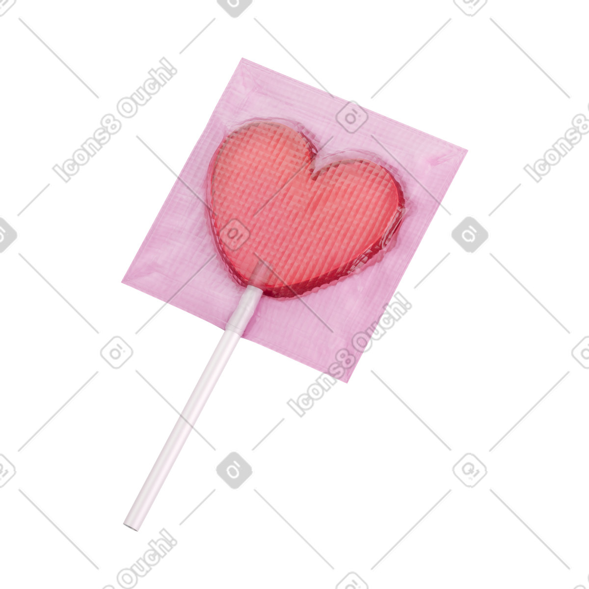 Illustration Sucette en forme de cœur dans le style 3D Stickle à télécharger aux formats PNG, SVG