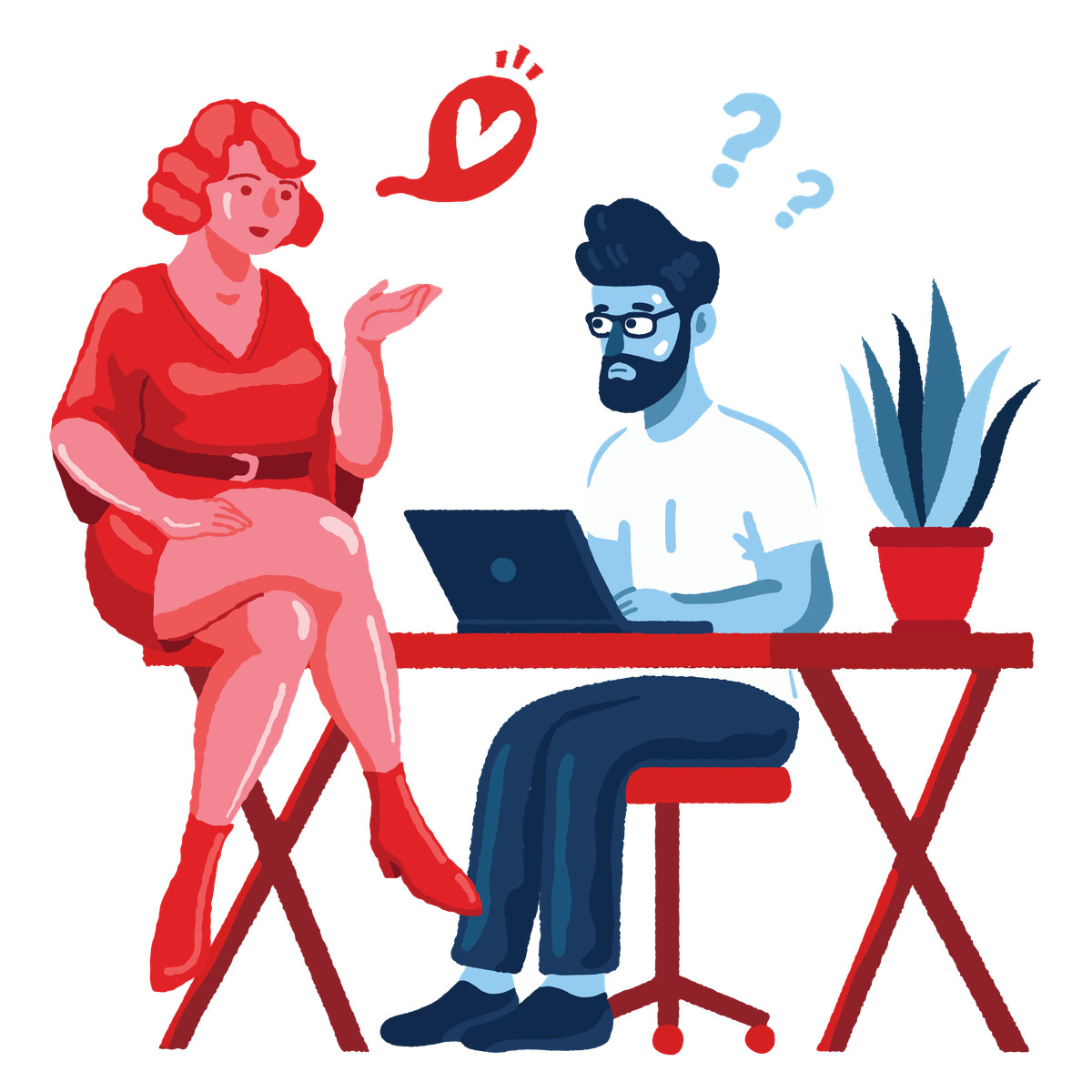 Love affair at work illustration in Cherry style download in PNG, SVG