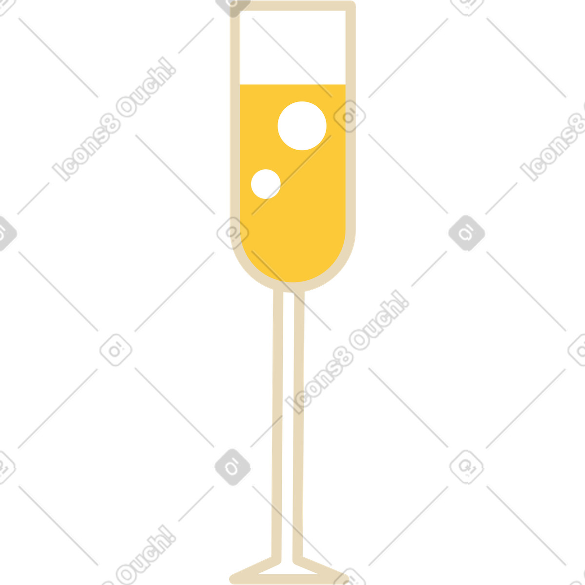 Bicchiere di champagne illustrazione in stile Juicy scarica in PNG, SVG