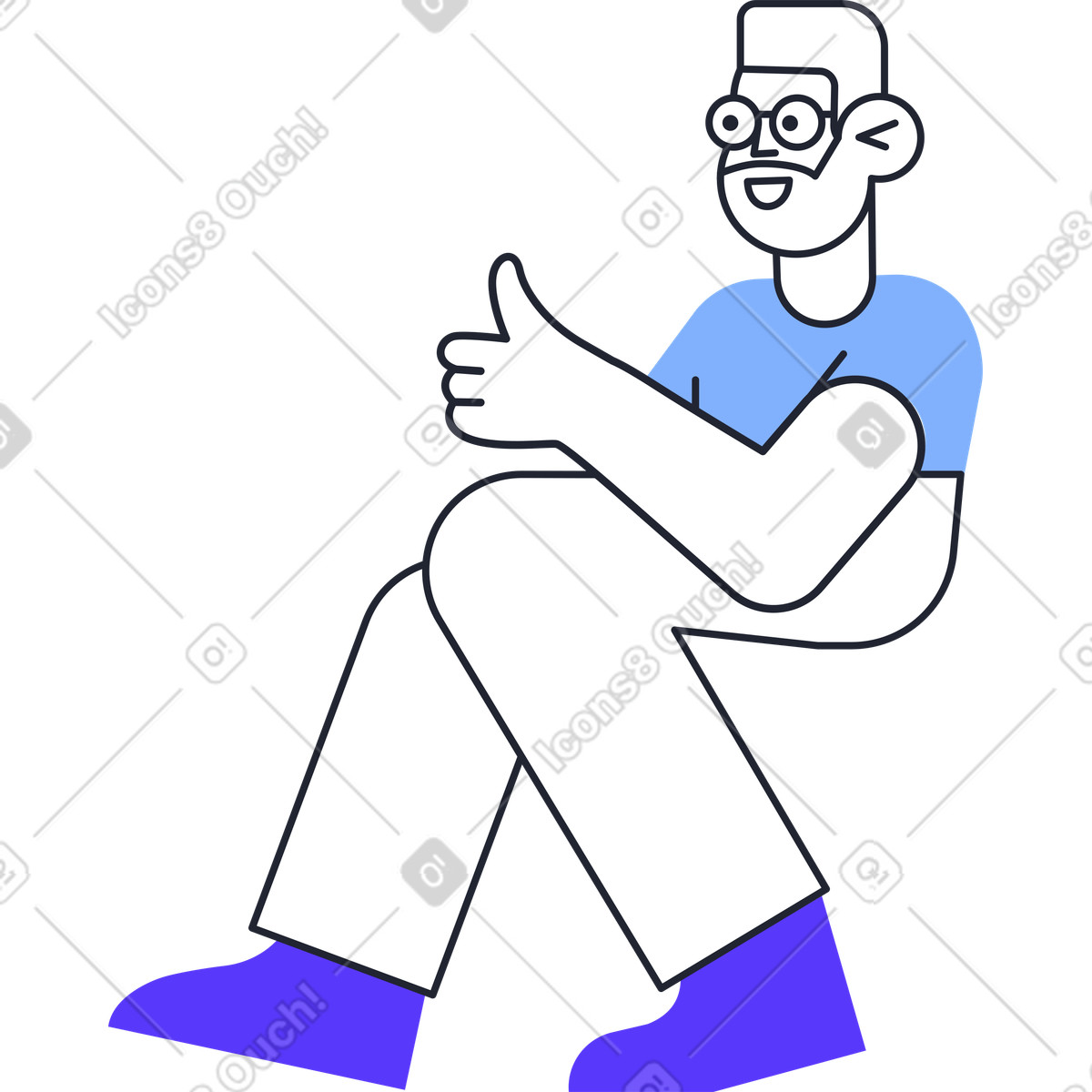 Ilustración Hombre mostrando pulgar arriba en estilo Pablita a descargar en PNG y SVG