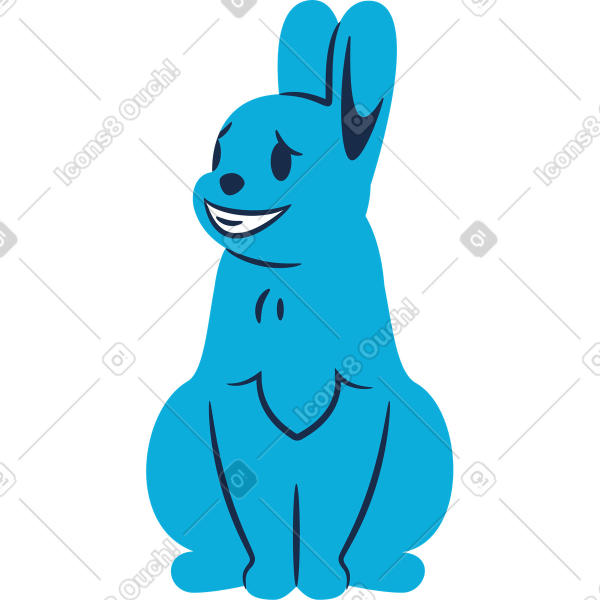 Rabbit shy smile illustration in Flame style download in PNG, SVG