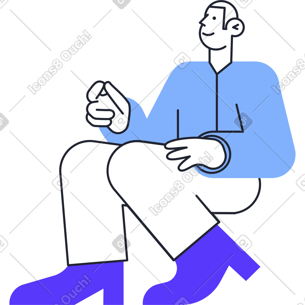 Pablita スタイルの Seated man in blue sweater and shoes のイラストをPNG、SVG形式でダウンロード
