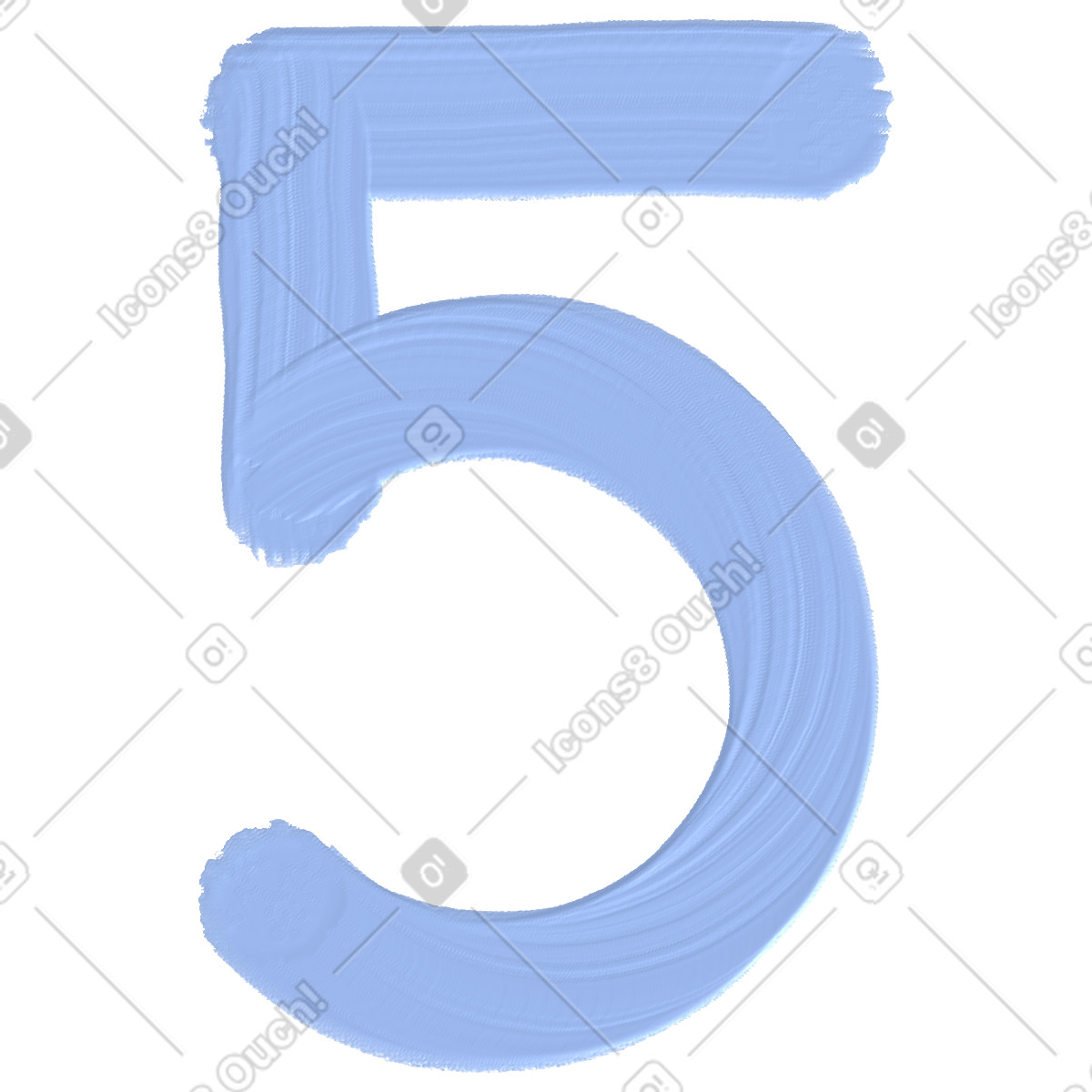 Blue number five illustration in Scrapbooking style download in PNG, SVG