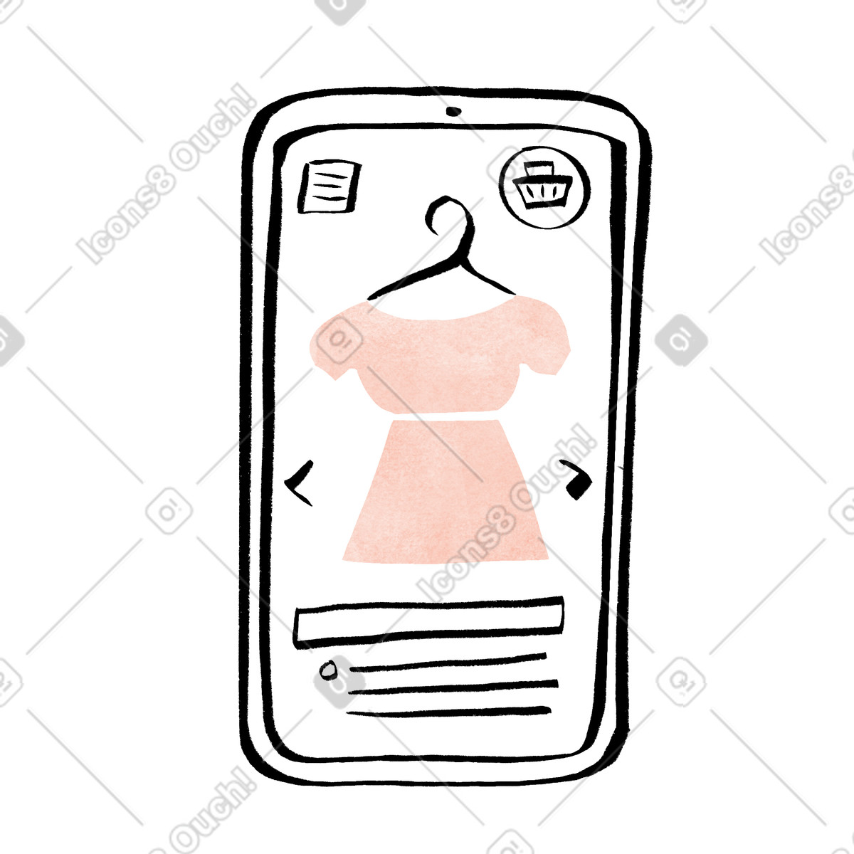 下载 Hand-drawn animation 风格的 选择和购买衣服，在线服装市场 动画插图，支持 GIF、Lottie （JSON）、AE 格式