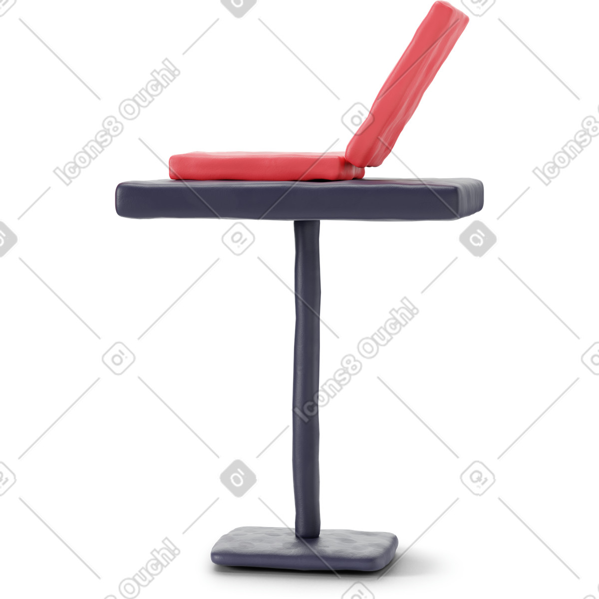Illustration Ordinateur portable rouge ouvert sur une table de stand dans le style 3D Stripy à télécharger aux formats PNG, SVG