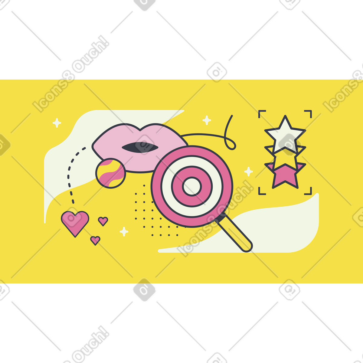 Woman's lips with a pink lollipop illustration in Abstract style download in PNG, SVG