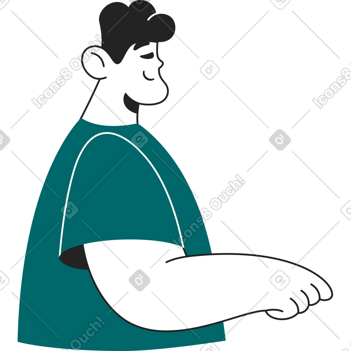 Ilustração de Homem estendendo a mão em no estilo Sammy Line para baixar em PNG, SVG