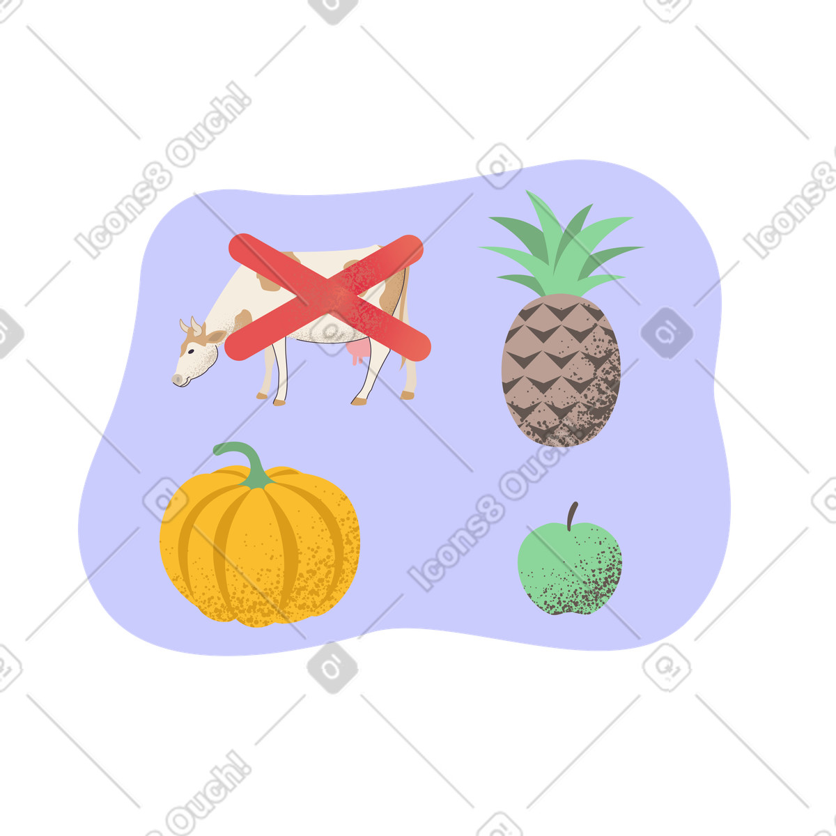 Ilustração de Optar por vegetais em vez ingestão carne no estilo Pale para baixar PNG, SVG
