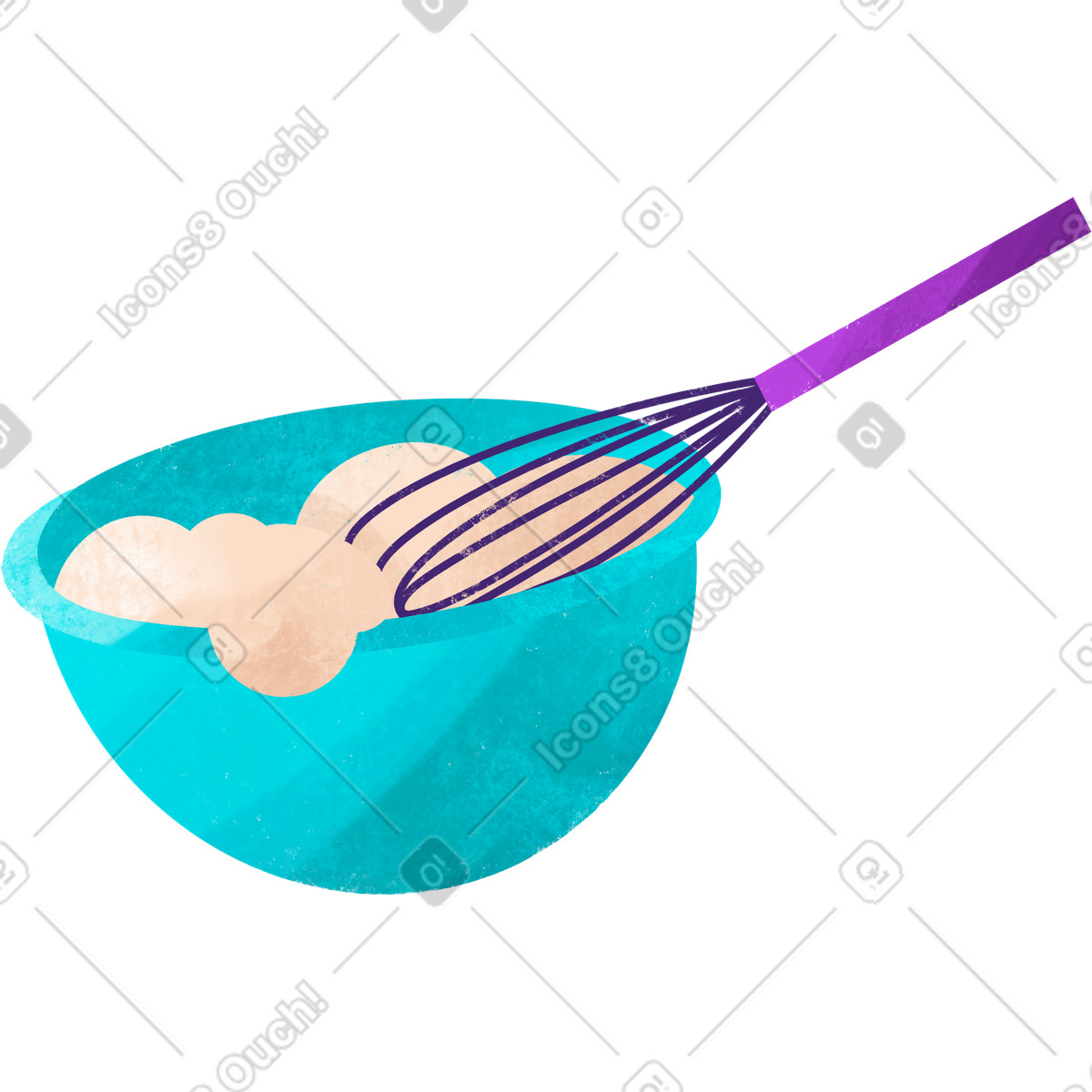 Bonbon スタイルの Bowl with whisk for beating dough のイラストをPNG、SVG形式でダウンロード