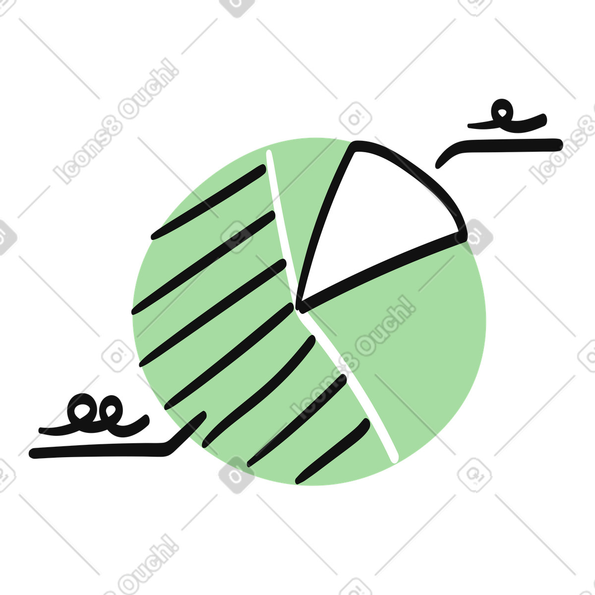 Organic スタイルの Pie chart segment highlighted with hand drawn lines and scribbles のイラストをPNG、SVG形式でダウンロード
