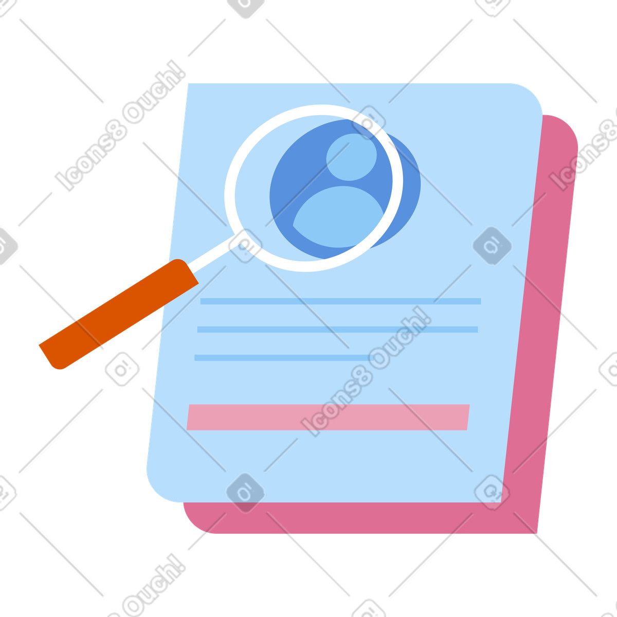 Reviewing applicant profile document, HR evaluation and talent acquisition illustration in Vector style download in PNG, SVG