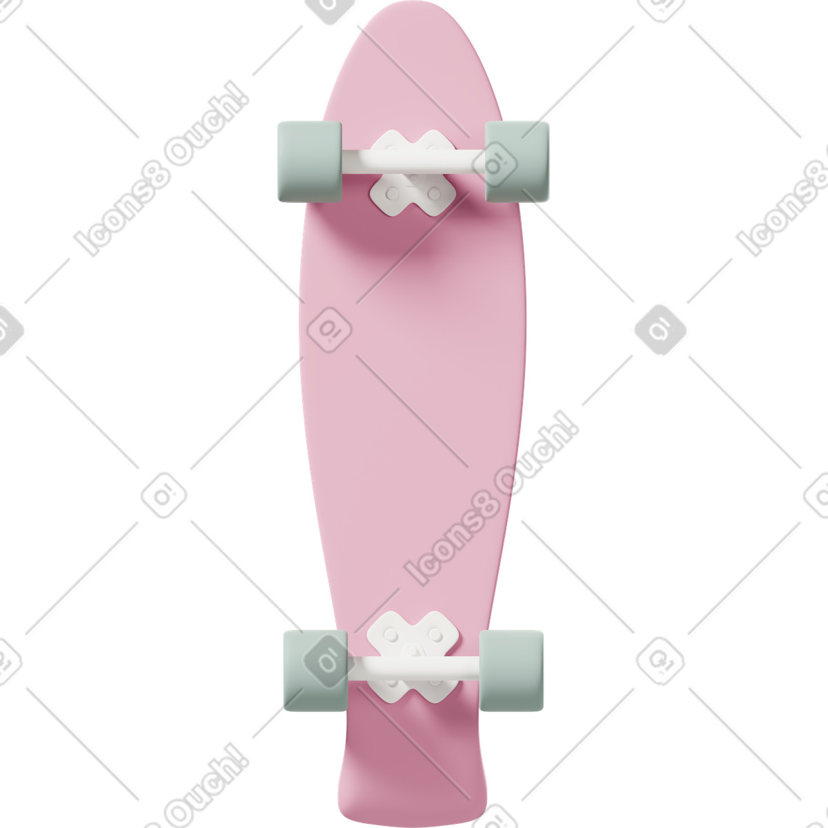 Bottom view of pink skateboard illustration in 3D Casual life style download in PNG, SVG