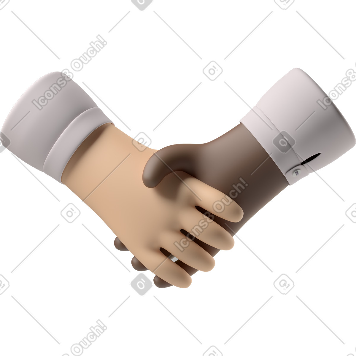 Stretta di mano pelle pallida e mani nera illustrazione in stile 3D Hands Fun&Wild scarica in PNG, SVG