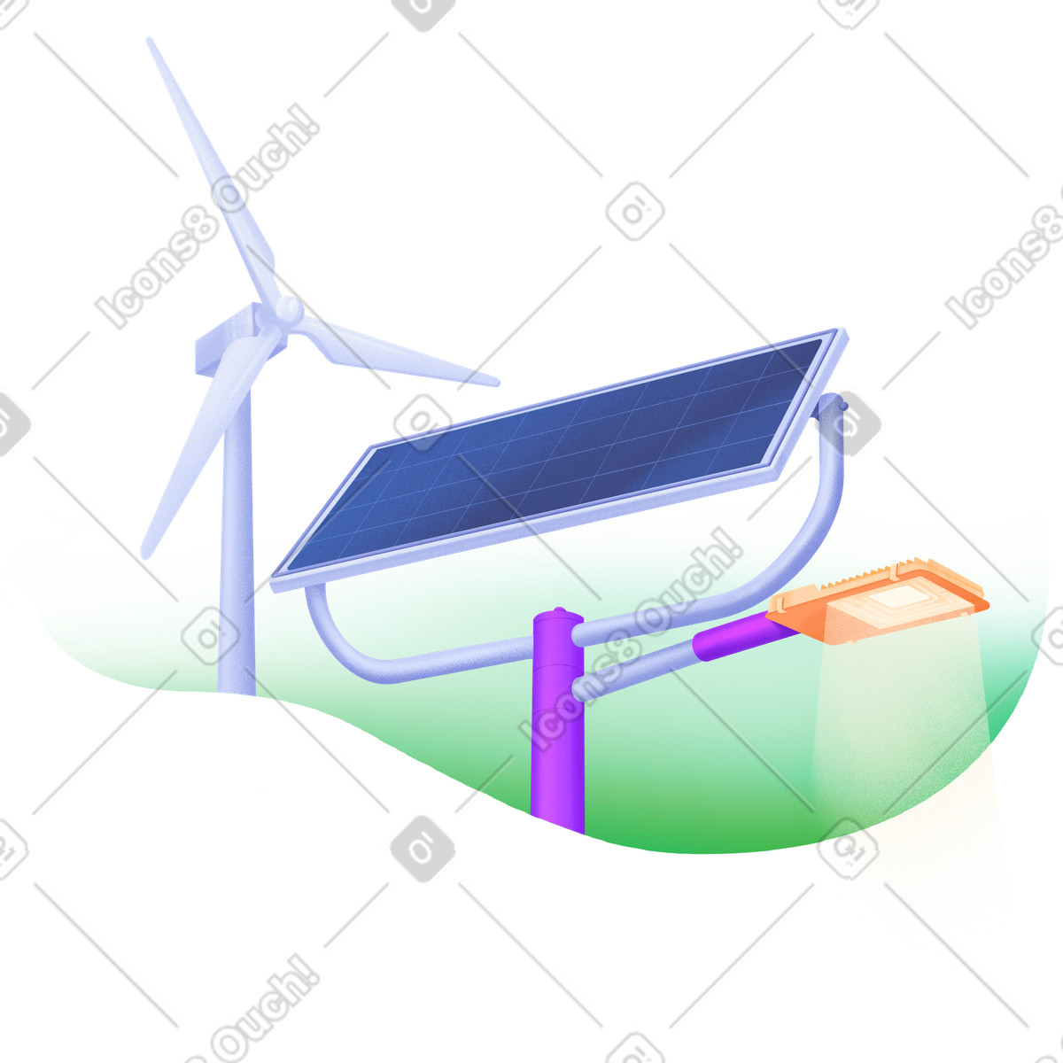 Solar-powered street lamp and wind generator-Illustration im Smart-Stil als Download in PNG, SVG