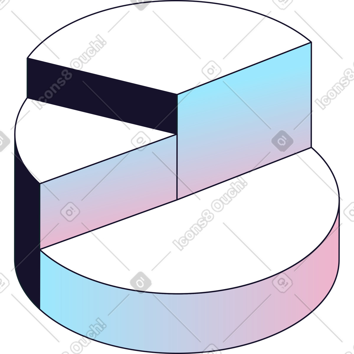 Pie chart illustration in PNG, SVG