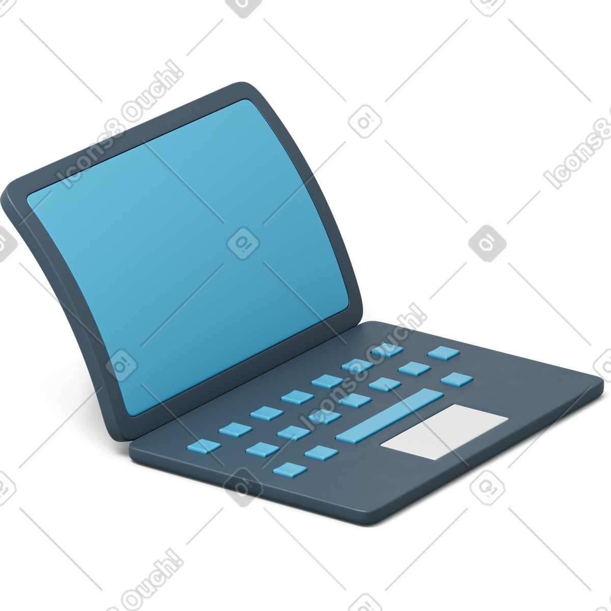 Ilustração de Vista lateral do laptop aberto com tela em branco no estilo 3D Flame para baixar PNG, SVG
