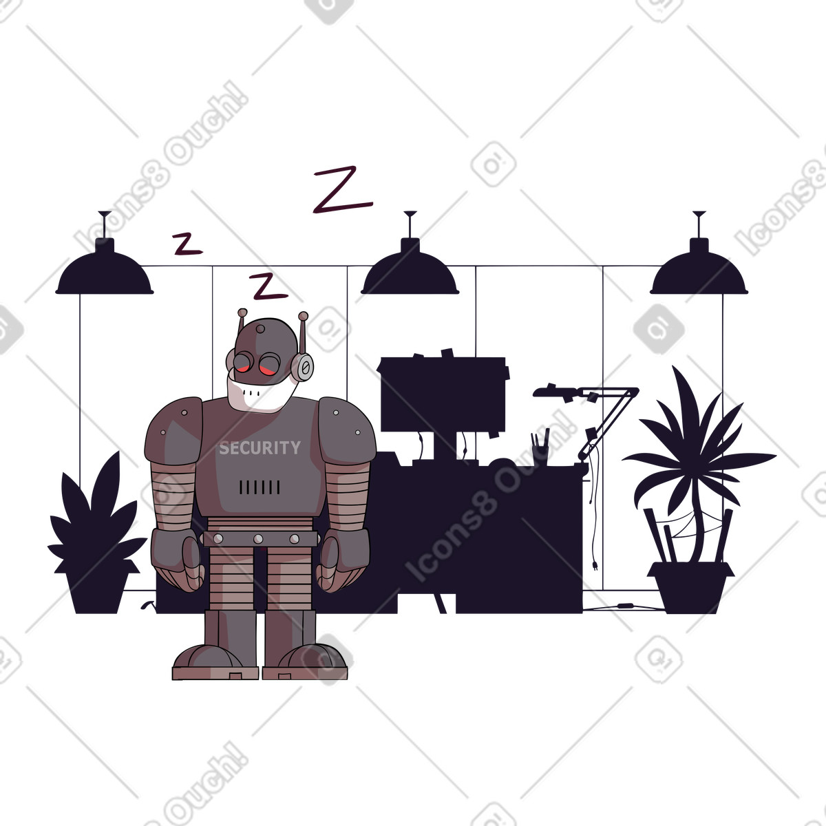 Ilustração de Segurança solitária em no estilo Eastwood para baixar em PNG, SVG