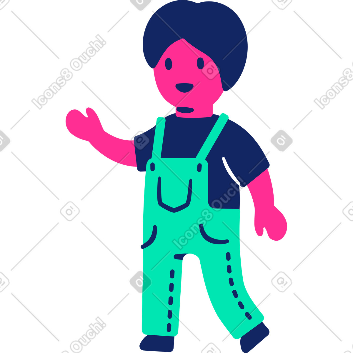 Bambino che cammina illustrazione in stile Cyborg scarica in PNG, SVG
