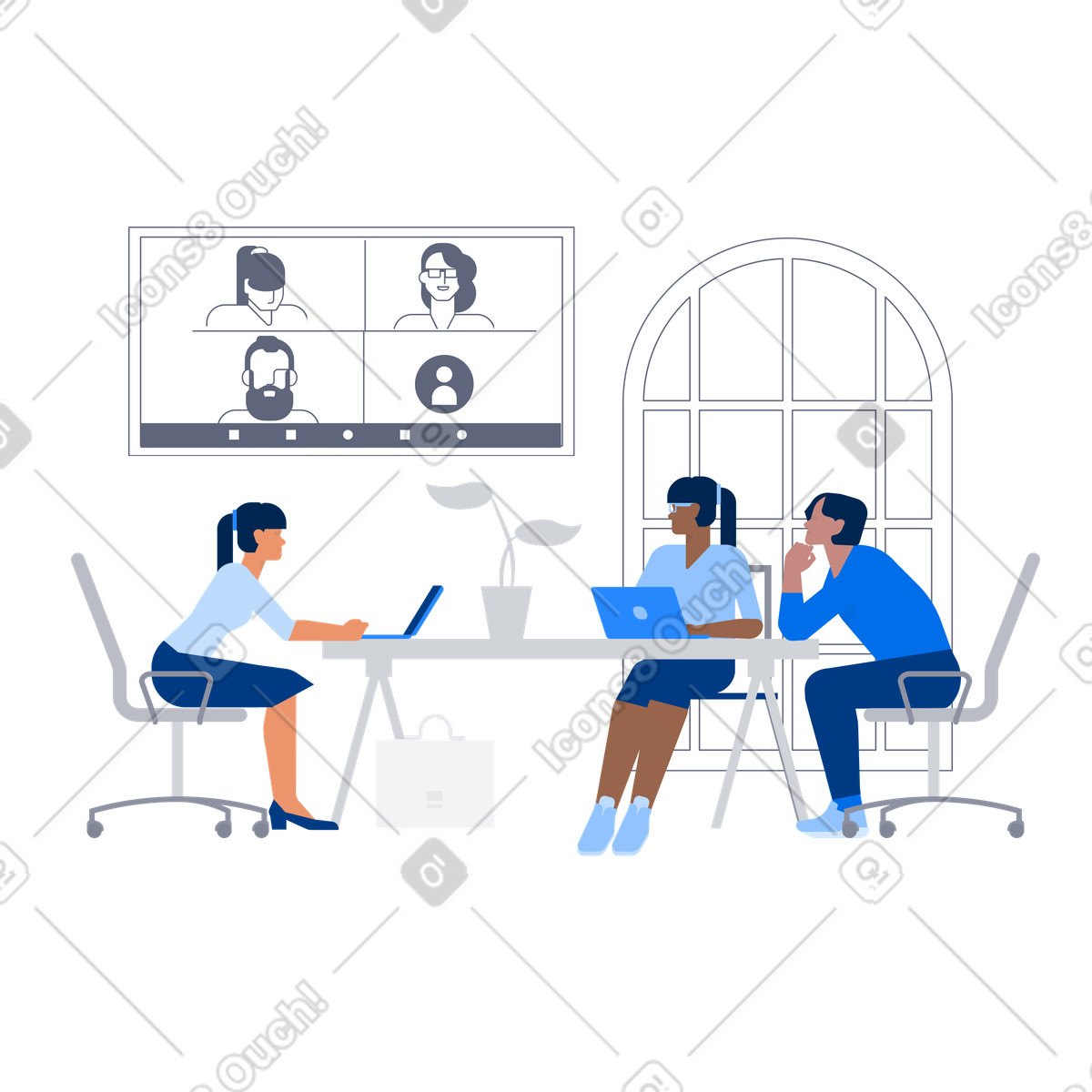 Ilustração de Zoom reunião em no estilo Urban para baixar em PNG, SVG