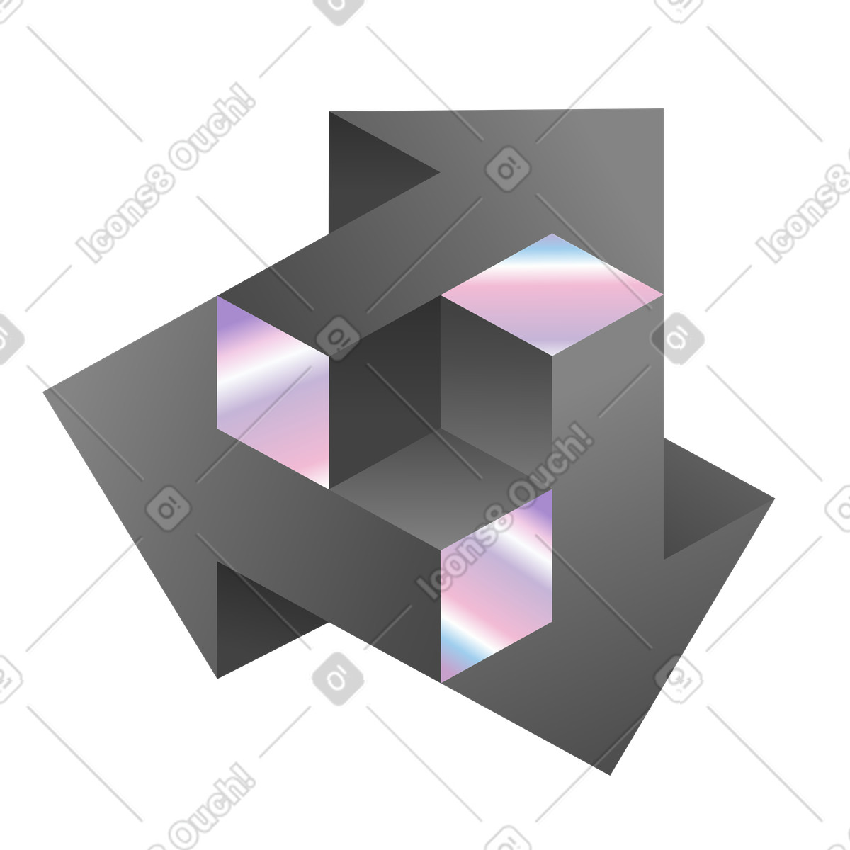 Illustration Forme de flèche impossible, concept art d'illusion d'optique dans le style Illusion à télécharger aux formats PNG, SVG