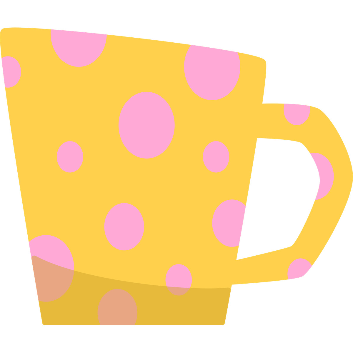 Yellow mug with pink dots illustration in Bouncy style download in PNG, SVG