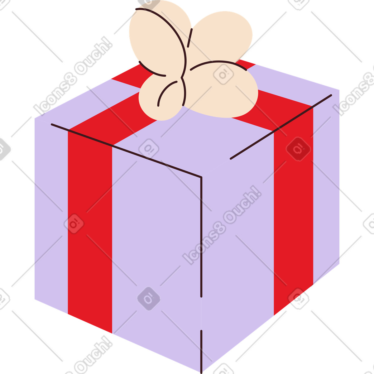 Box mit geschenk und schleife-Illustration im Folks-Stil als Download in PNG, SVG