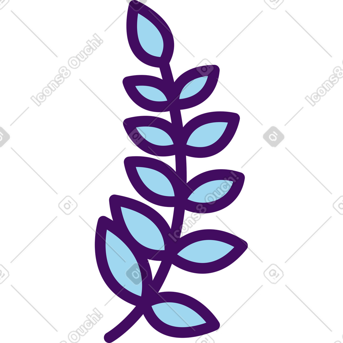 Twig with leaves illustration in Simplistic style download in PNG, SVG