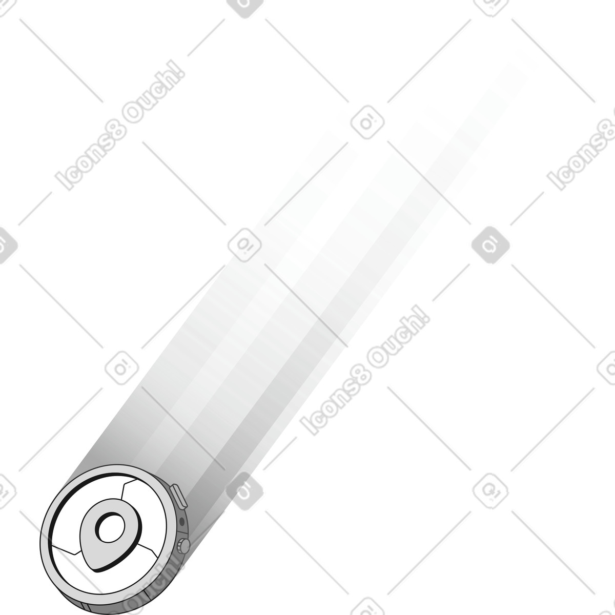 下载 Futuristic 风格的 Navigation compass watch with digital data trail direction arrow path 插画，支持 PNG、SVG 格式