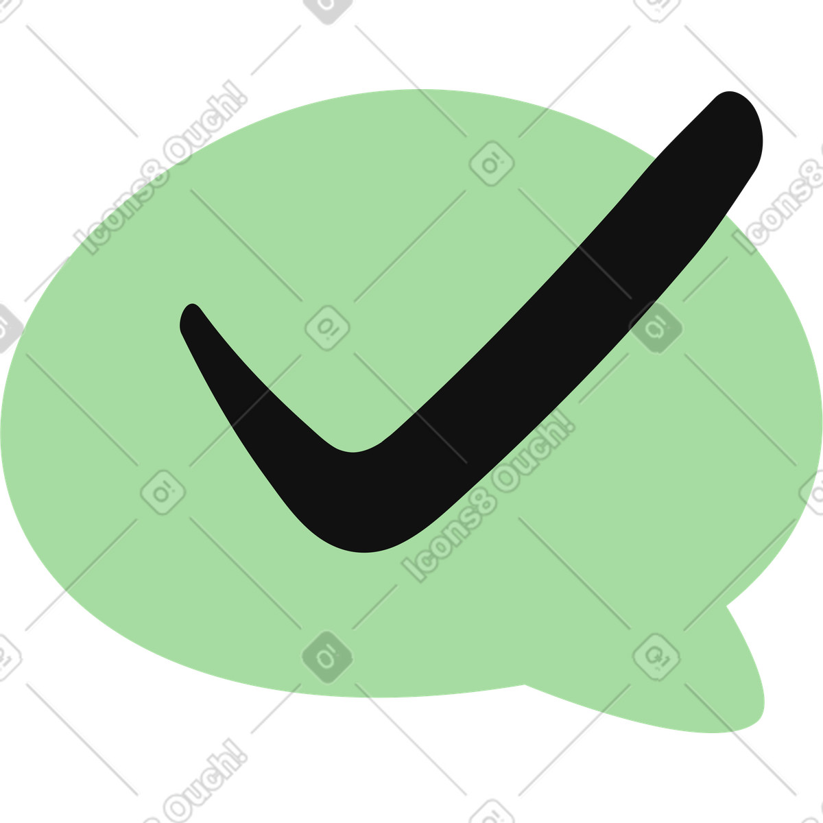 Organic 스타일의 Checkmark speech bubble symbol for approved message or confirmed communication 일러스트레이션 PNG, SVG 다운로드