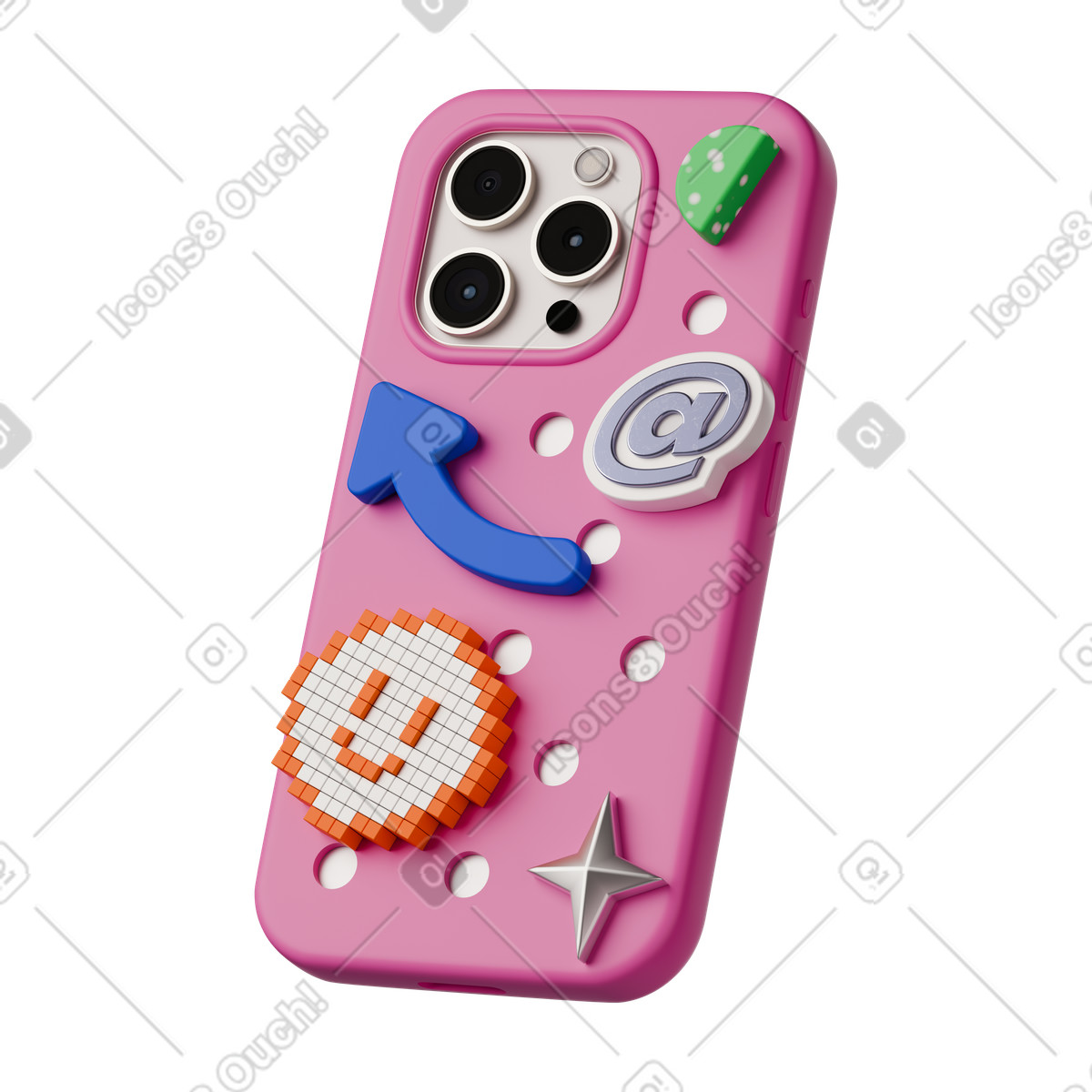 Smartphone con ciondoli illustrazione in stile 3D Stickle scarica in PNG, SVG