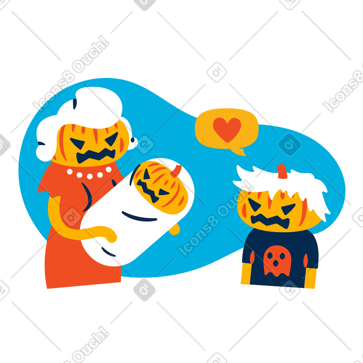 Ilustración Niño recibe a su hermanito con amor en estilo Flame descargar en PNG y SVG