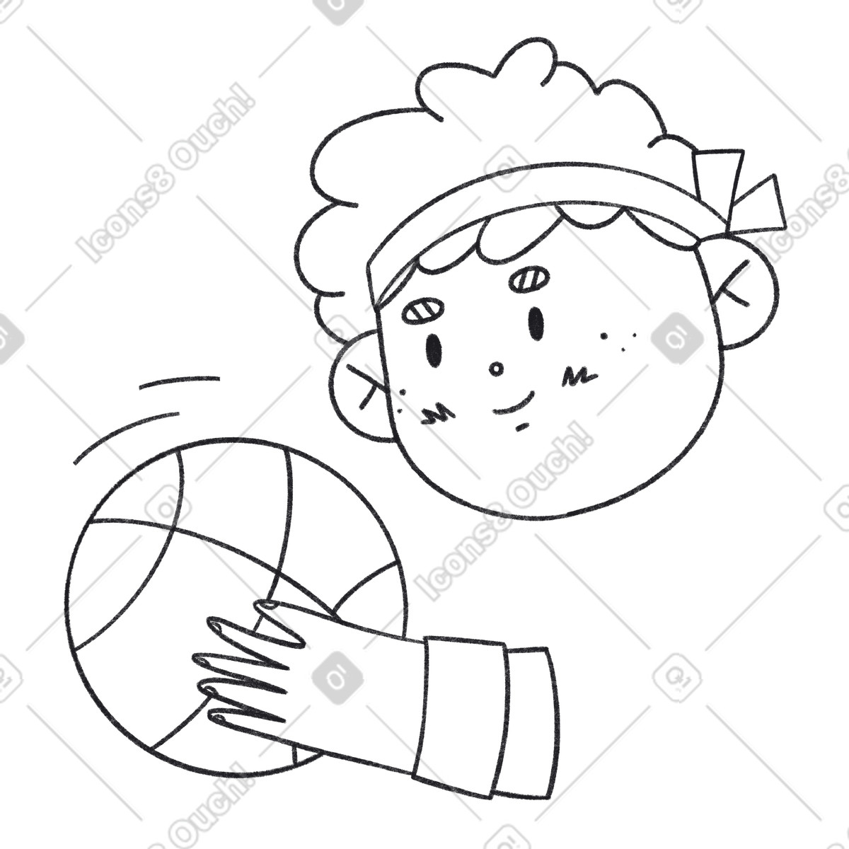 Illustration Guy joue au basket-ball dans le style Bonbon Line à télécharger aux formats PNG, SVG
