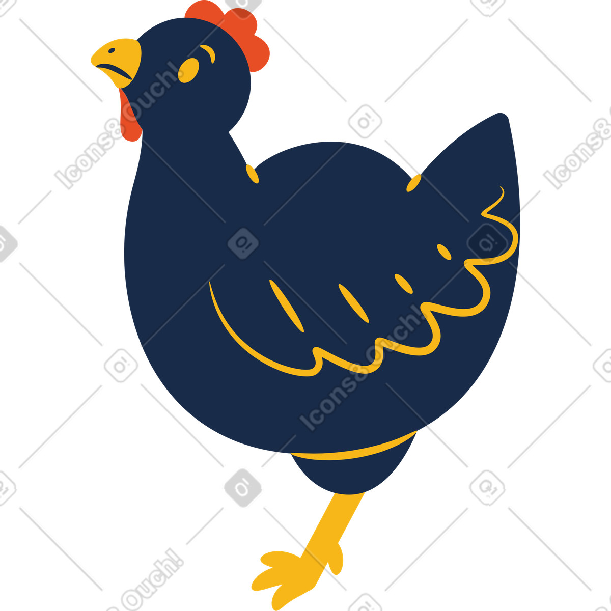 Ilustración Gallina en estilo Flame a descargar en PNG y SVG